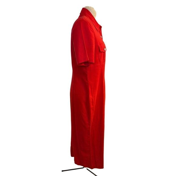 Vintage Linen Blend Maxi Dress by Virgo Sz. 12 Red Office Date Wedding - Picture 8 of 10